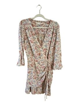 Veronica Beard Sean Silk Floral Ruched Dress V Neck Size 2